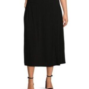 Dillard's Investments Size 22 Paneled Pull-On Black  Midi Skirt